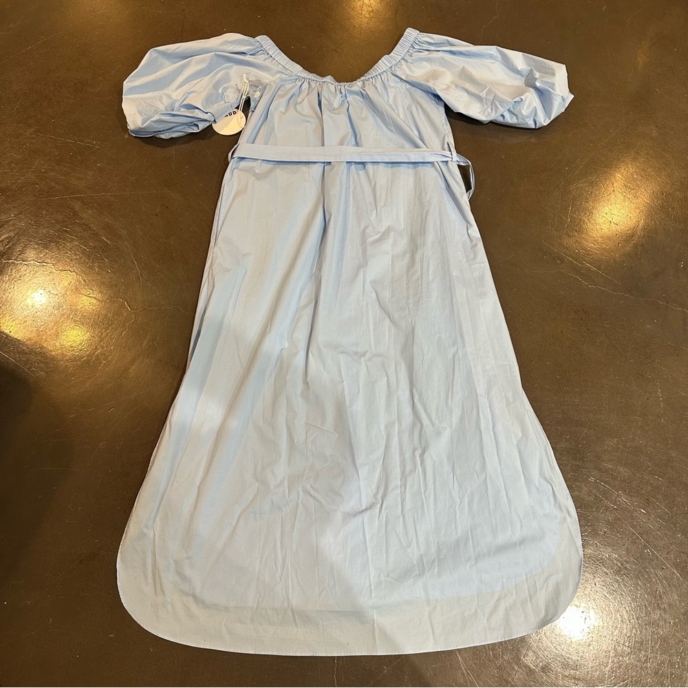 STAUD “Reese” Sky Blue Off-the-Shoulder Midi Dress - Size Medium - Picture 5 of 12